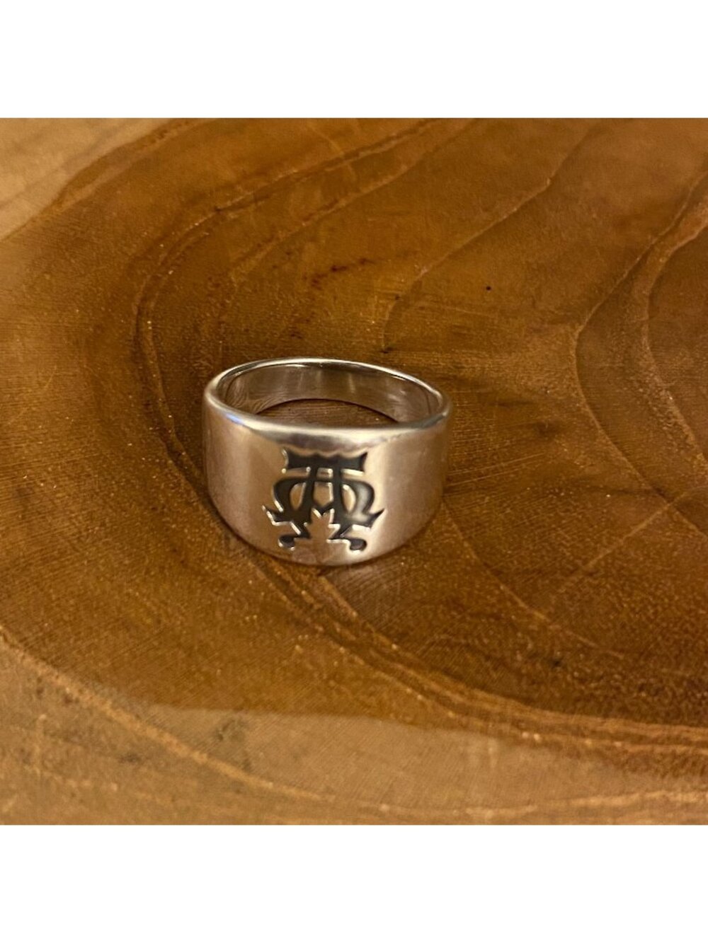 RETIRED James Avery Alpha and Omega Wide Ring, Size 8.5, Sterling Silver